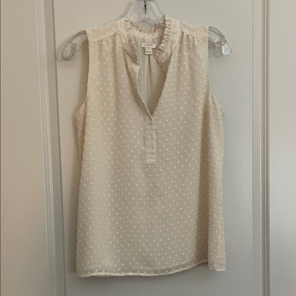 J. Crew Cream Polka Dot Sleeveless Blouse